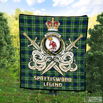 Spottiswood Tartan Quilt with Clan Crest and the Golden Sword of Courageous Legacy