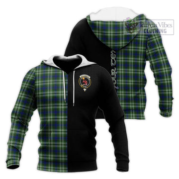 Spottiswood Tartan Knitted Hoodie with Family Crest and Half Of Me Style