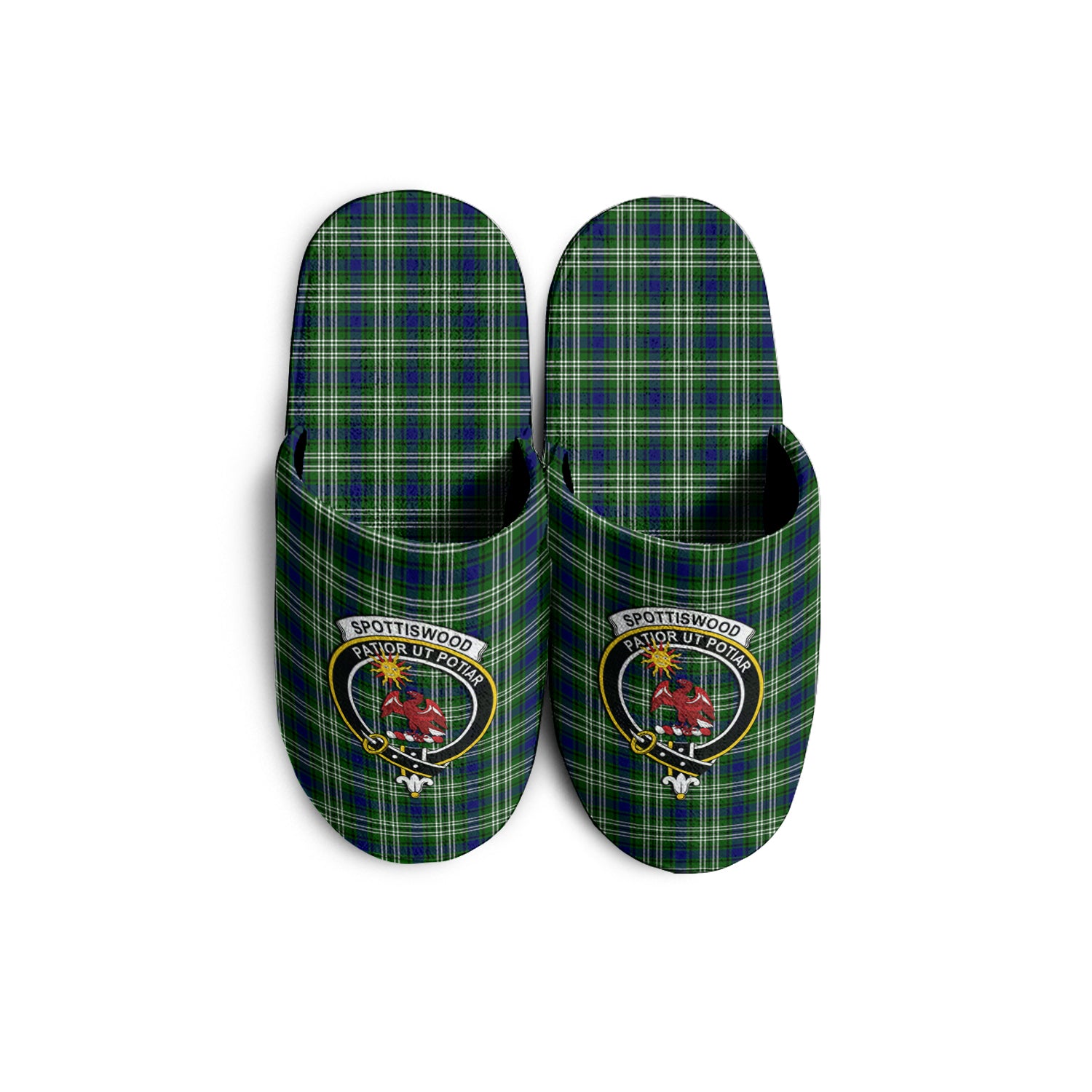 Spottiswood Tartan Home Slippers with Family Crest KIDS - Tartan Vibes Clothing