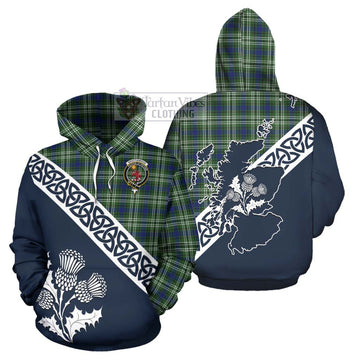 Spottiswood Tartan Hoodie Featuring Thistle and Scotland Map