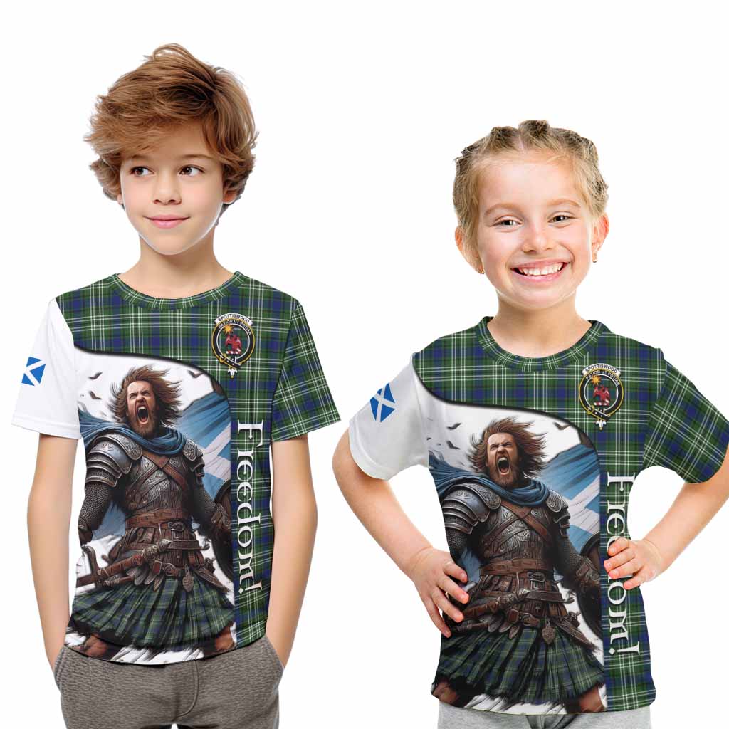 Tartan Vibes Clothing Spottiswood Crest Tartan Kid T-Shirt Inspired by the Freedom of Scottish Warrior