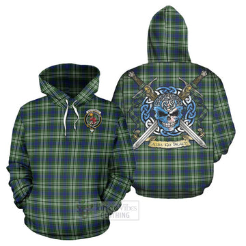 Spottiswood Tartan Hoodie with Family Crest Celtic Skull Style