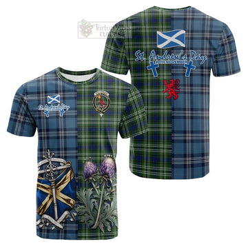 Spottiswood Tartan Cotton T-shirt Happy St. Andrew's Day Half Tartan Style