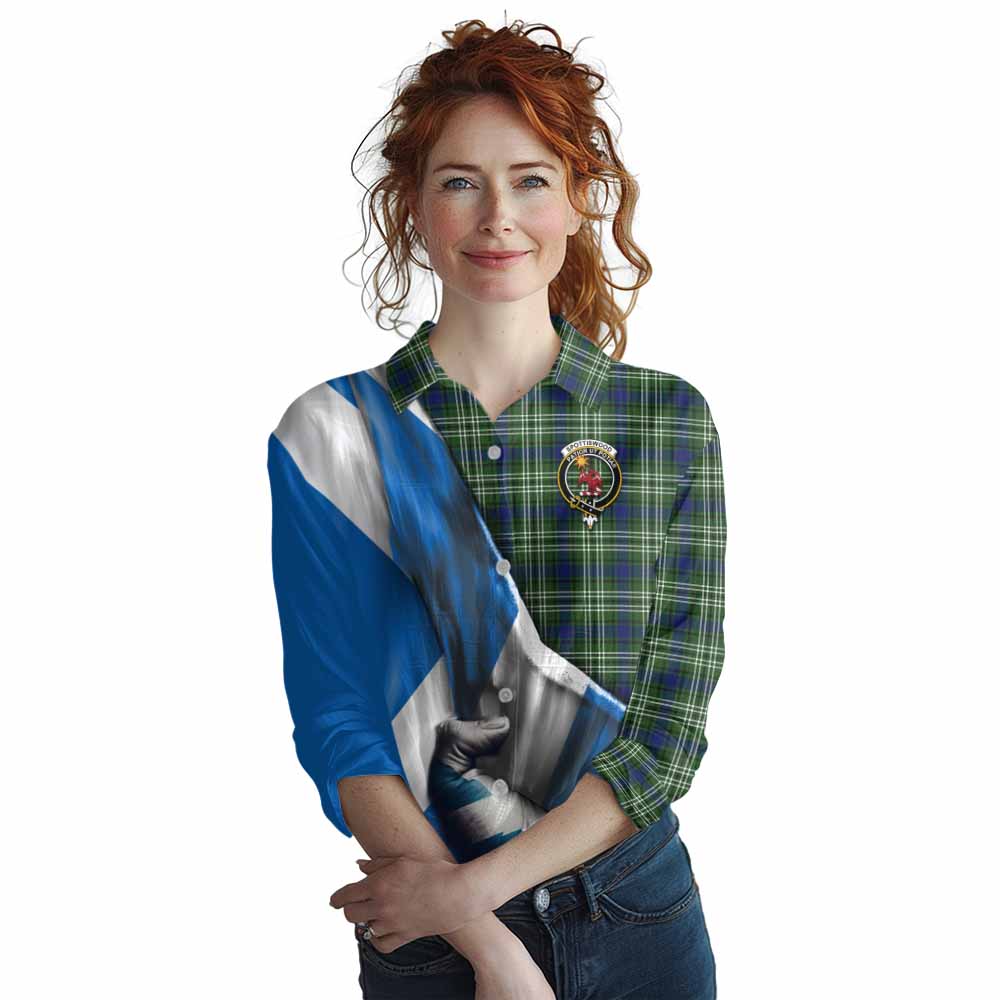 Tartan Vibes Clothing Spottiswood Tartan Women's Casual Shirt with Family Crest Scotland Patriotic Style