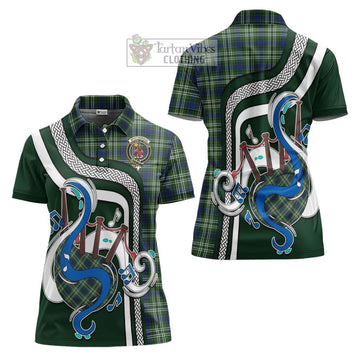 Spottiswood Tartan Women's Polo Shirt with Epic Bagpipe Style