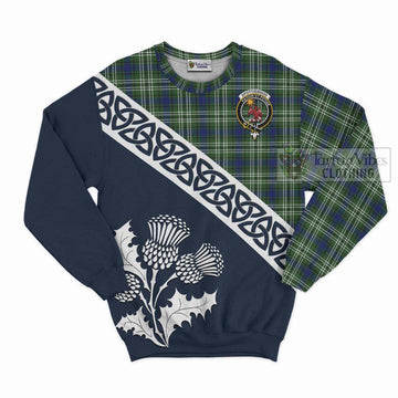 Spottiswood Tartan Sweatshirt Featuring Thistle and Scotland Map