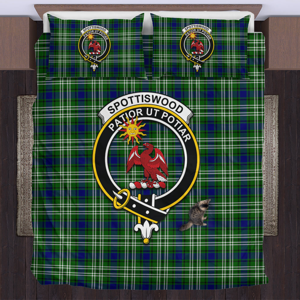 Spottiswood Tartan Bedding Set with Family Crest US Bedding Set - Tartan Vibes Clothing