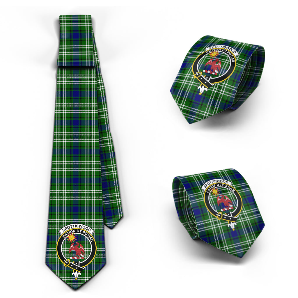 Spottiswood Tartan Classic Necktie with Family Crest Necktie One Size - Tartan Vibes Clothing