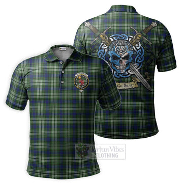 Spottiswood Tartan Polo Shirt with Family Crest Celtic Skull Style