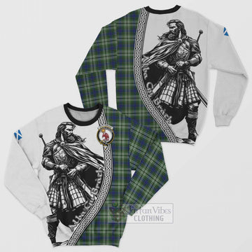 Spottiswood Tartan Clan Crest Sweatshirt with Highlander Warrior Celtic Style