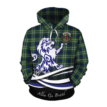 Spottiswood Tartan Cotton Hoodie with Alba Gu Brath Regal Lion Emblem Pullover Hoodie XS - Tartan Vibes Clothing