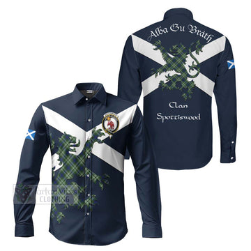 Spottiswood Tartan Lion Rampant Long Sleeve Button Shirt Proudly Display Your Heritage with Alba Gu Brath and Clan Name