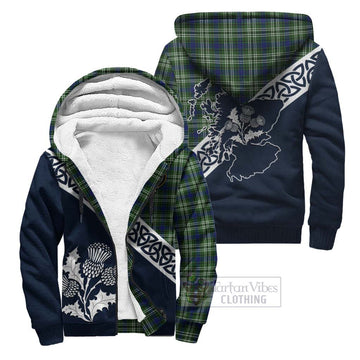 Spottiswood Tartan Sherpa Hoodie Featuring Thistle and Scotland Map