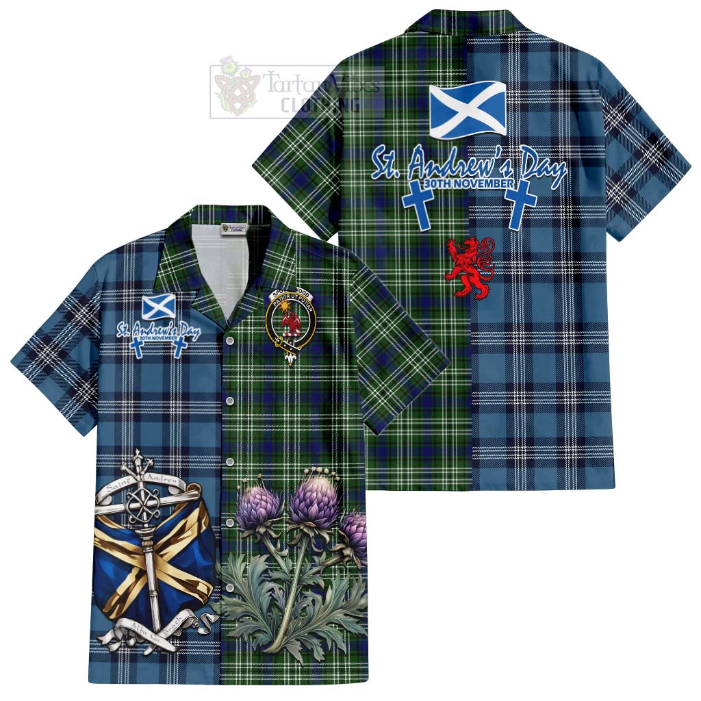 Spottiswood Tartan Hawaiian Shirt Happy St. Andrew's Day Half Tartan Style Kid - Tartan Vibes Clothing