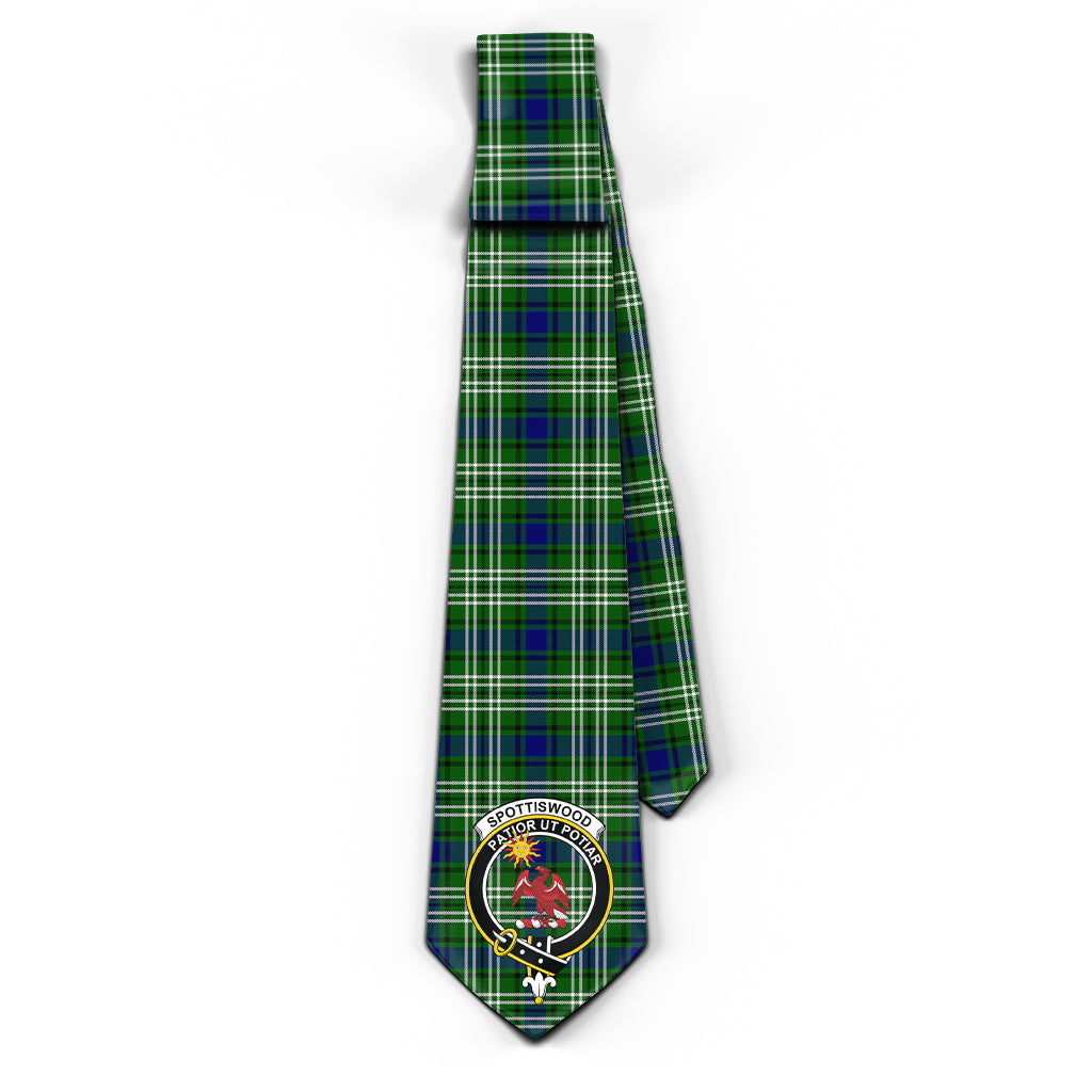 Spottiswood Tartan Classic Necktie with Family Crest - Tartan Vibes Clothing