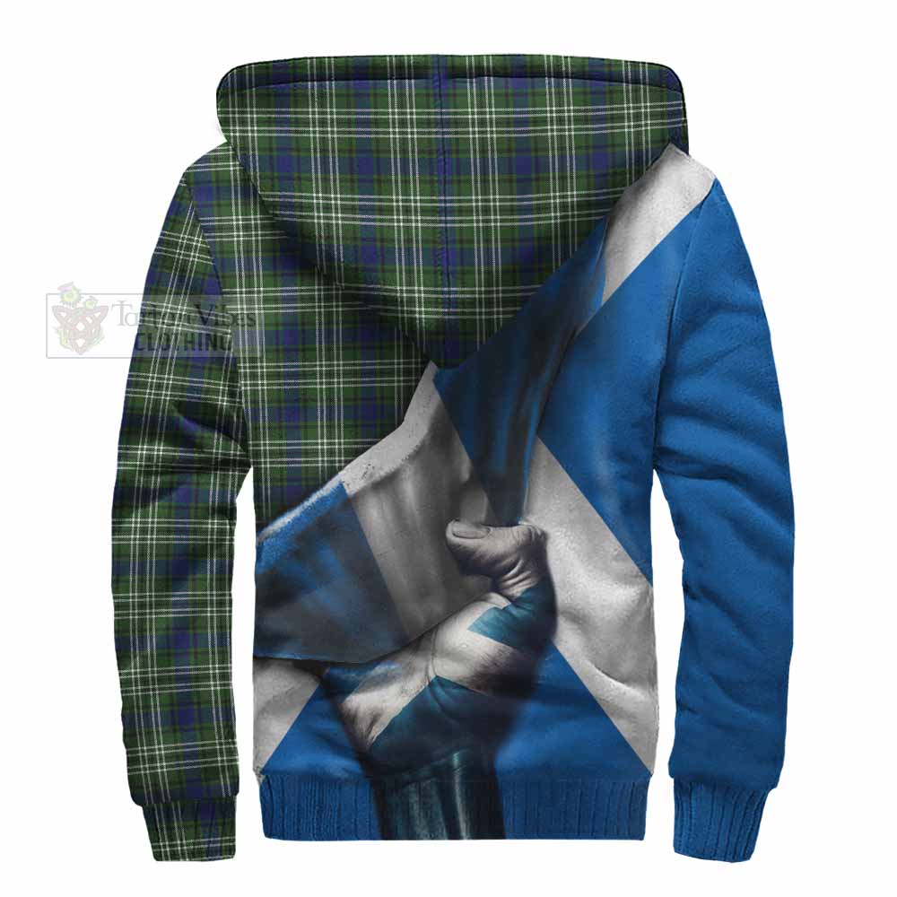 Tartan Vibes Clothing Spottiswood Tartan Sherpa Hoodie with Family Crest Scotland Patriotic Style