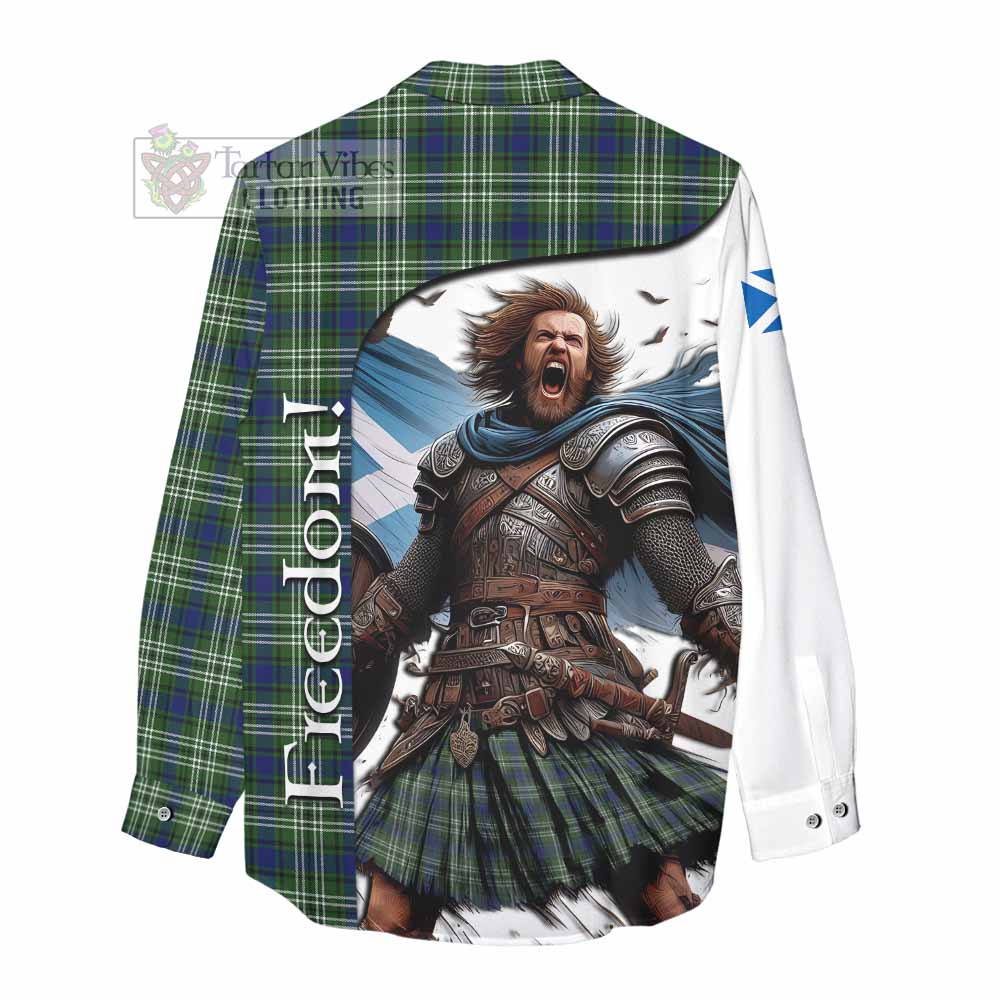 Tartan Vibes Clothing Spottiswood Crest Tartan Women's Casual Shirt Inspired by the Freedom of Scottish Warrior