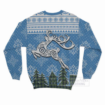 Spottiswood Clan Christmas Sweatshirt Celtic Reindeer Style