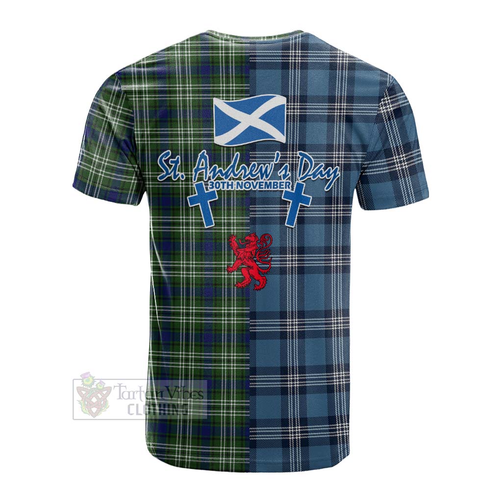 Tartan Vibes Clothing Spottiswood Tartan Cotton T-shirt Happy St. Andrew's Day Half Tartan Style