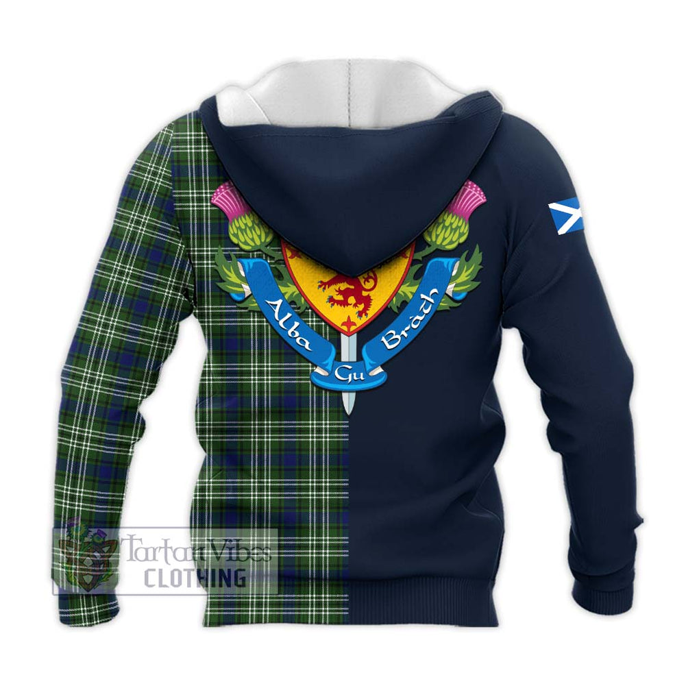 Tartan Vibes Clothing Spottiswood Tartan Knitted Hoodie with Scottish Lion Royal Arm Half Style