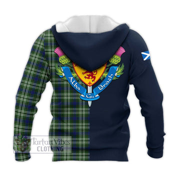 Spottiswood Tartan Knitted Hoodie Alba with Scottish Lion Royal Arm Half Style