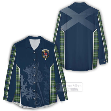 Spottiswood Tartan Women's Casual Shirt with Family Crest and Scottish Thistle Vibes Sport Style