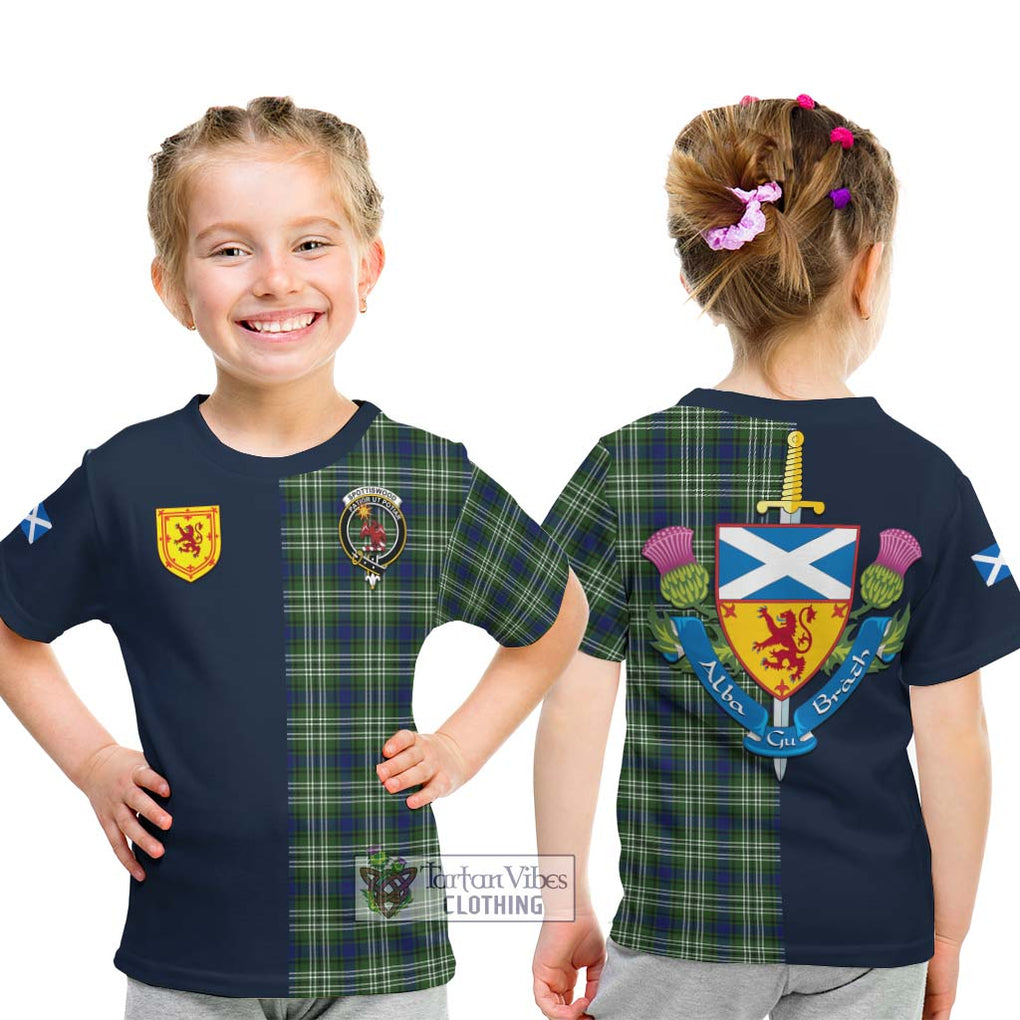 Tartan Vibes Clothing Spottiswood Tartan Kid T-Shirt with Scottish Lion Royal Arm Half Style