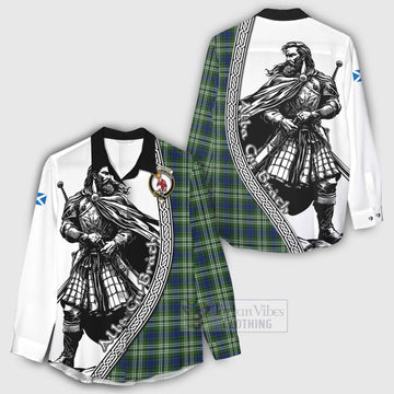 Spottiswood Tartan Clan Crest Women's Casual Shirt with Highlander Warrior Celtic Style