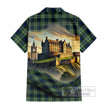 Spottiswood Tartan Family Crest Hawaiian Shirt with Scottish Ancient Castle Style - Tartan Vibes Clothing