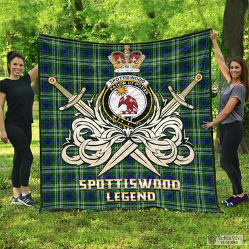 Spottiswood Tartan Quilt with Clan Crest and the Golden Sword of Courageous Legacy