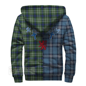 Spottiswood Tartan Sherpa Hoodie Happy St. Andrew's Day Half Tartan Style