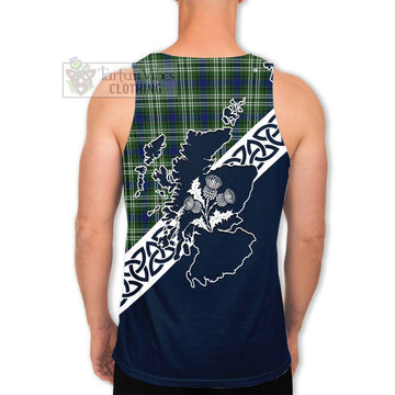 Spottiswood Tartan Men's Tank Top Featuring Thistle and Scotland Map