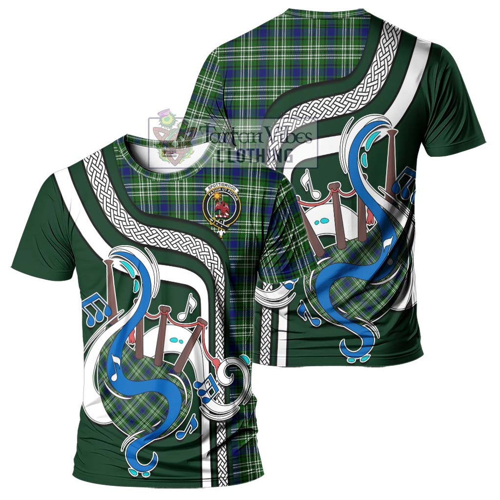 Spottiswood Tartan T-Shirt with Epic Bagpipe Style - Tartanvibesclothing Shop