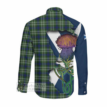 Spottiswood Tartan Family Crest Long Sleeve Button Shirt Scottish Thistle Celtic Inspired Men's Shirt - Tartan Vibes Clothing