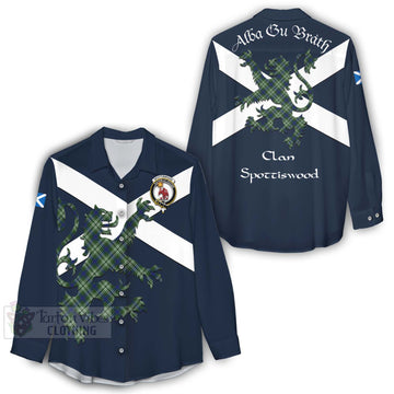 Spottiswood Tartan Lion Rampant Women's Casual Shirt Proudly Display Your Heritage with Alba Gu Brath and Clan Name