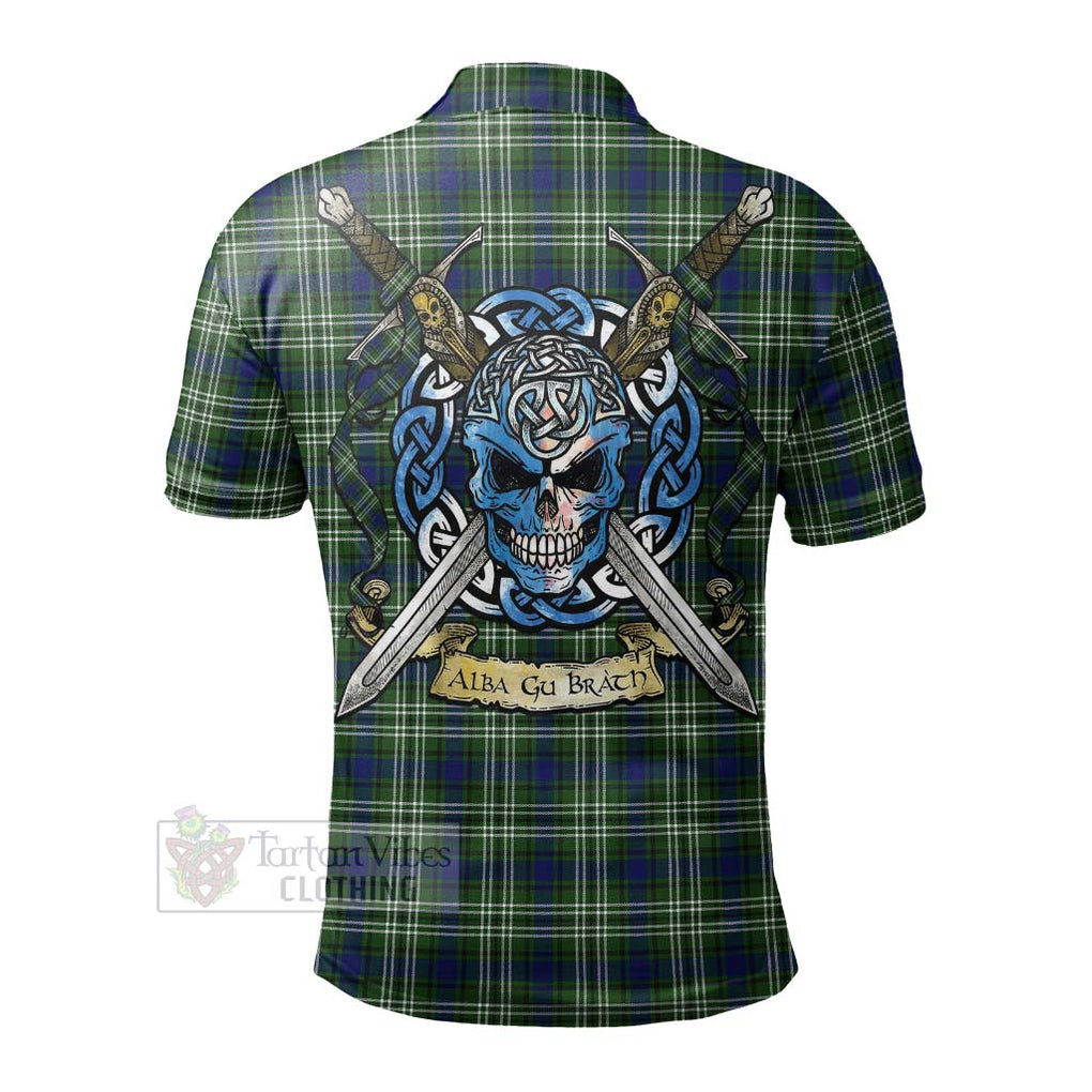 Tartan Vibes Clothing Spottiswood Tartan Polo Shirt with Family Crest Celtic Skull Style