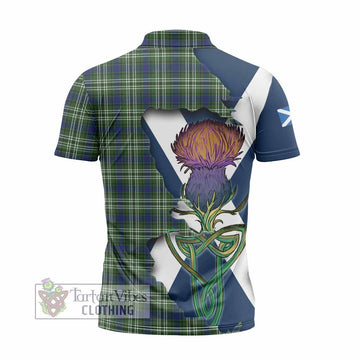 Spottiswood Tartan Family Crest Zipper Polo Shirt Scottish Thistle Celtic Inspired - Tartan Vibes Clothing