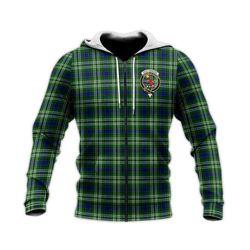 Spottiswood Tartan Knitted Hoodie with Family Crest