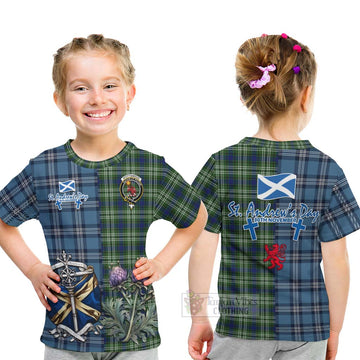 Spottiswood Tartan Kid T-Shirt Happy St. Andrew's Day Half Tartan Style