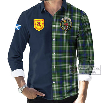 Spottiswood Tartan Long Sleeve Button Shirt Alba with Scottish Lion Royal Arm Half Style