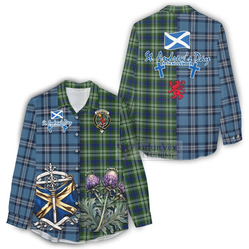 Spottiswood Tartan Women's Casual Shirt Happy St. Andrew's Day Half Tartan Style