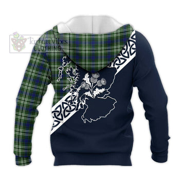 Spottiswood Tartan Knitted Hoodie Featuring Thistle and Scotland Map