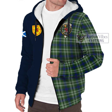 Spottiswood Tartan Sherpa Hoodie Alba with Scottish Lion Royal Arm Half Style