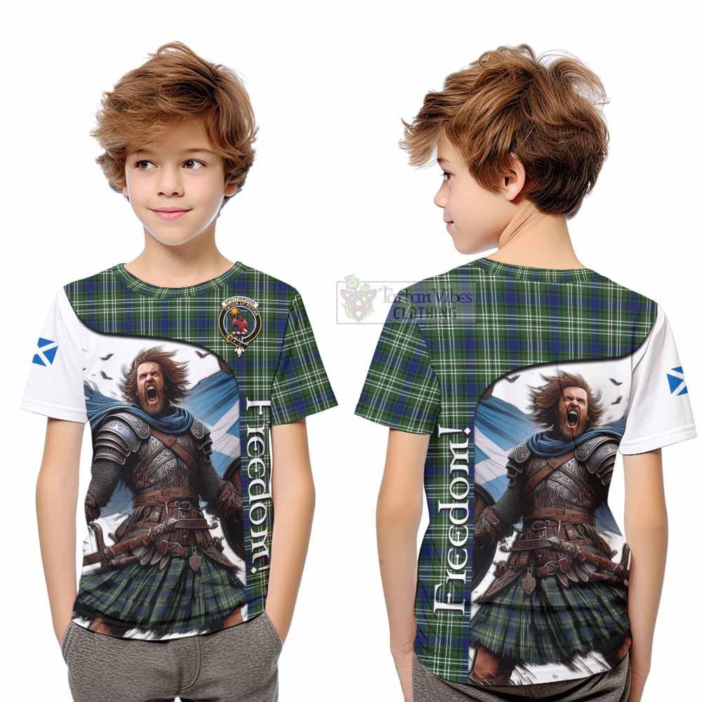 Tartan Vibes Clothing Spottiswood Crest Tartan Kid T-Shirt Inspired by the Freedom of Scottish Warrior