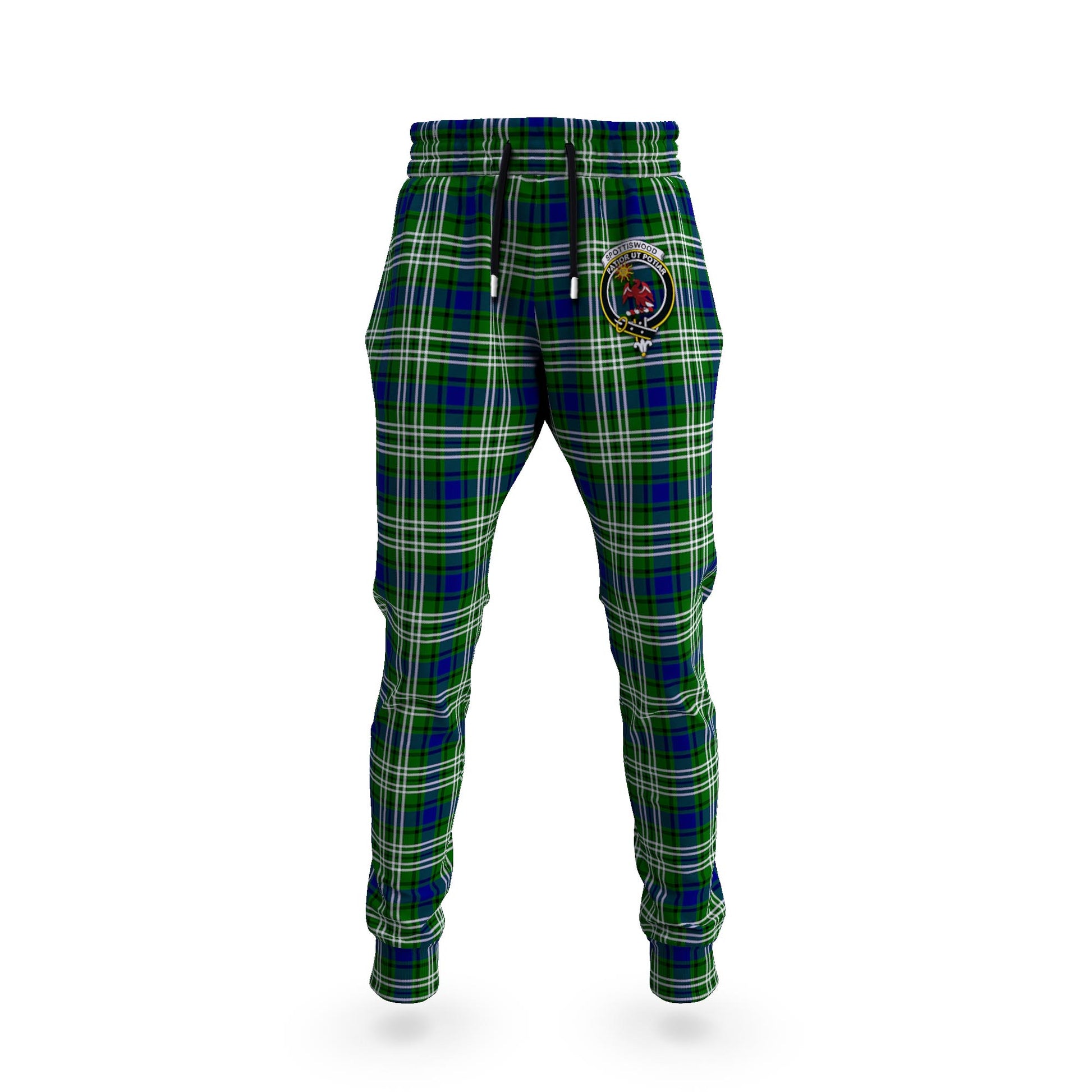 Spottiswood Tartan Joggers Pants with Family Crest 5XL - Tartan Vibes Clothing