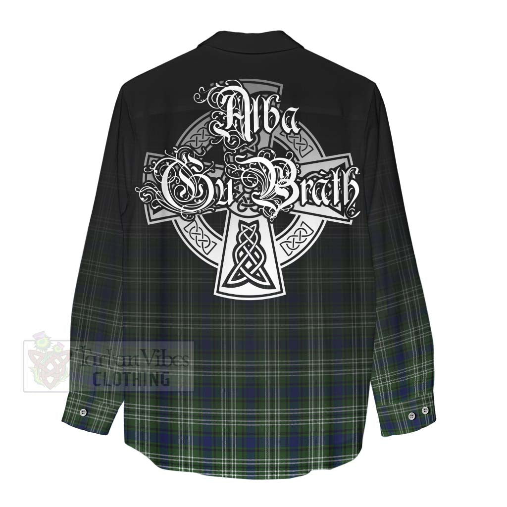 Tartan Vibes Clothing Spottiswood Tartan Women's Casual Shirt Featuring Alba Gu Brath Family Crest Celtic Inspired