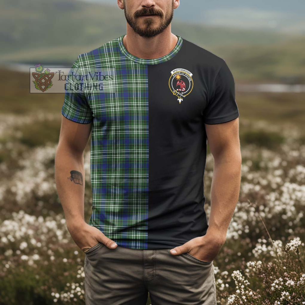 Spottiswood Tartan T-Shirt with Family Crest and Half Of Me Style - Tartanvibesclothing Shop