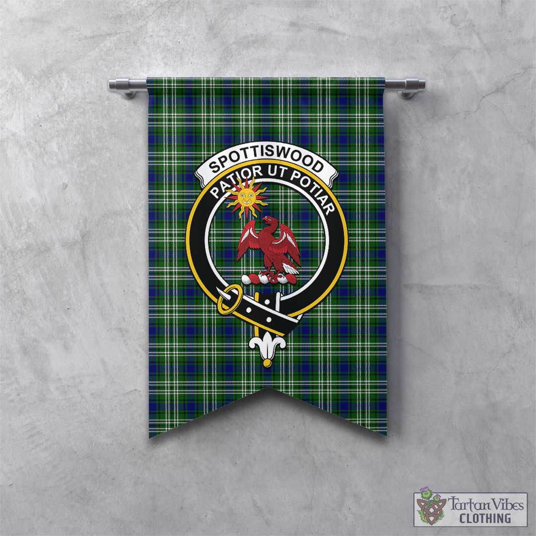 Spottiswood Tartan Gonfalon, Tartan Banner with Family Crest