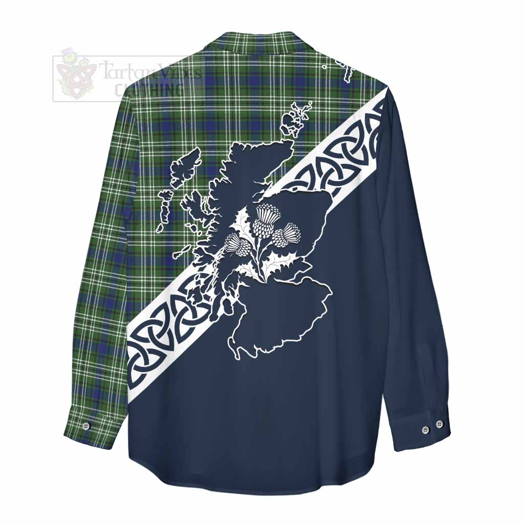 Tartan Vibes Clothing Spottiswood Tartan Women's Casual Shirt Featuring Thistle and Scotland Map