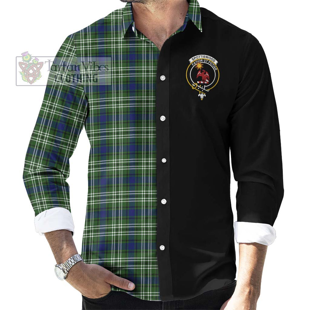 Spottiswood Tartan Long Sleeve Button Shirt with Family Crest and Half Of Me Style - Tartanvibesclothing Shop